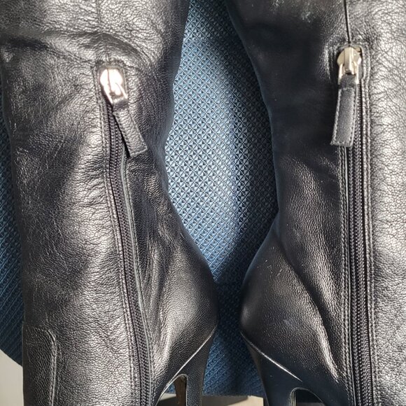 Nine WestBlack Leather Stiletto Boots 5 - Picture 2 of 7